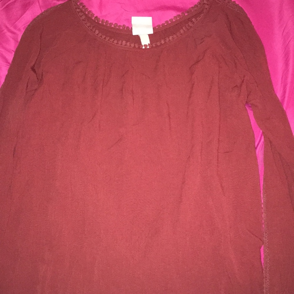 Red Long Sleeved Blouse